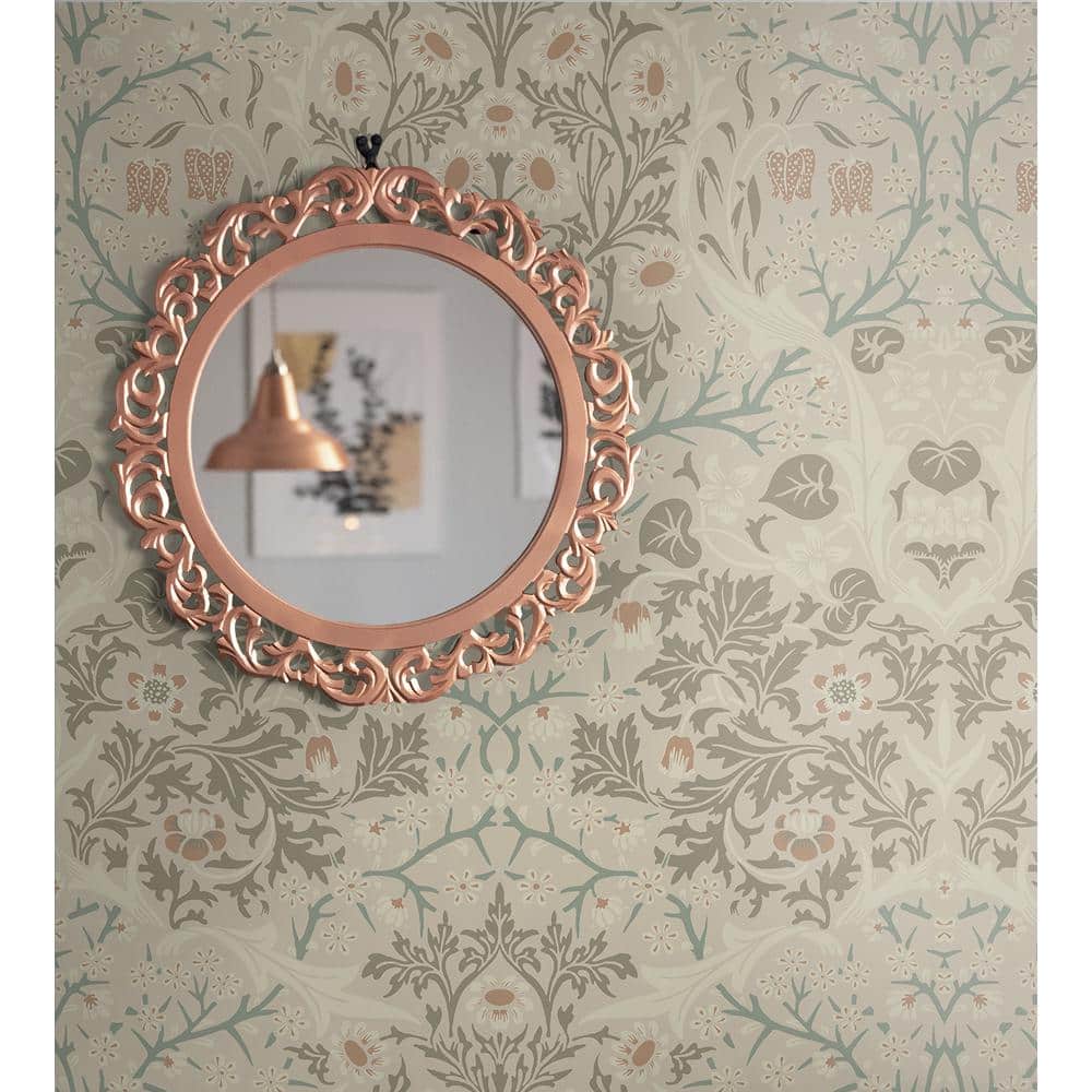 Lunar Rock & Clay Floral Damask Peel and Stick Wallpaper