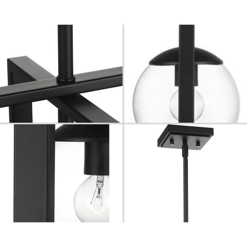 Atwell 8'' Matte Black Globe Pendant with Clear Shade