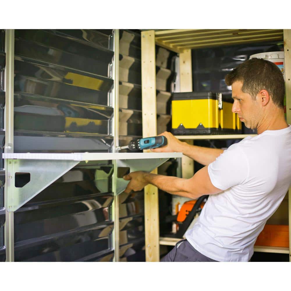 White Steel and Plastic Shed Storage Shelf Kit