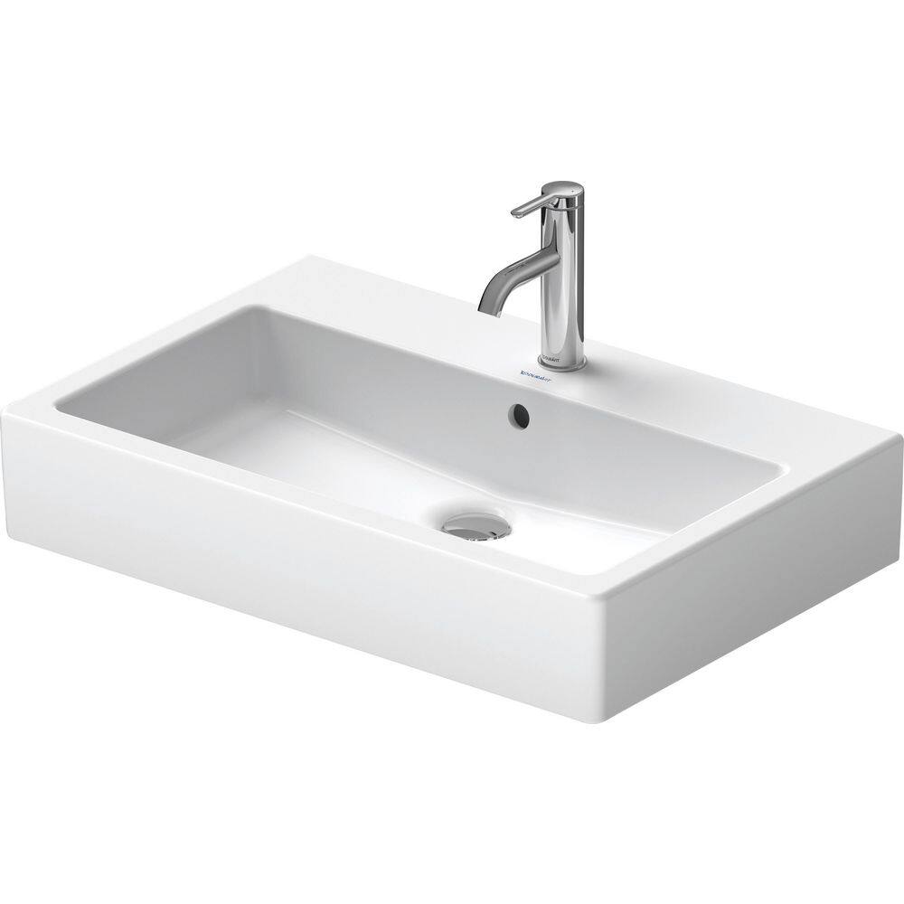 Vero White Ceramic Wall-Mount Rectangular Bathroom Sink