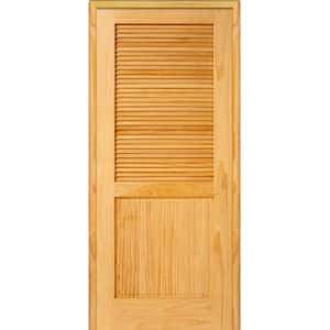 36 in. x 80 in. Half Louver 1-Panel Unfinished Pine Wood Right Hand Single Prehung Interior Door