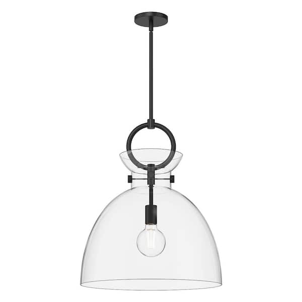 ALORA MOOD Waldo 18 in. 1 Light 60-Watt Matte Black/Clear Glass Pendant Light