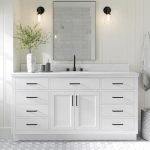 Hepburn 66 in. W x 22 in. D x 36 in. H Single Sink Freestanding Bath Vanity in White with Carrara Quartz Top