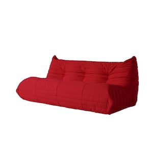 68.92 in. W Armless Teddy Velvet 3 Seater Modular Lazy Floor Sofa in Red