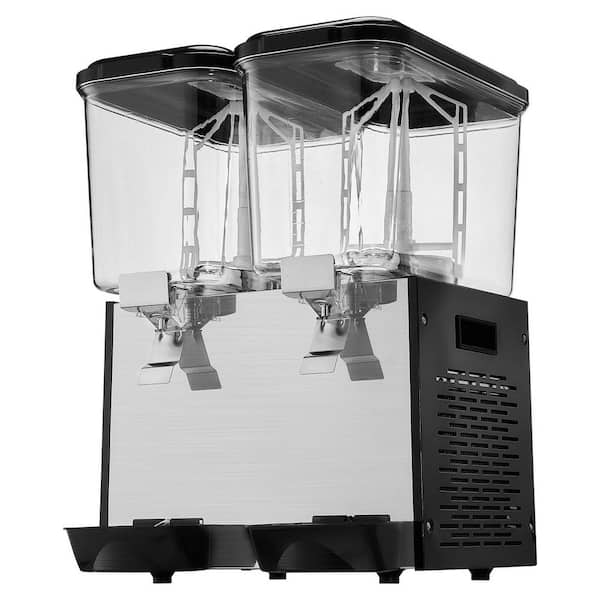 Commercial Beverage Dispenser, 2 Tanks 18 L Each, 370-Watt Stainless Steel, 45°F-54°F Cooling, for Restaurant Bar Party