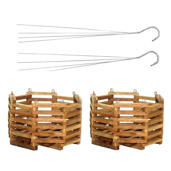 Better-Gro 10 in. Wooden Octagon Hanging Baskets (2-Pack)