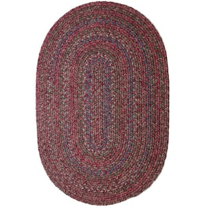 Winslow Burgundy Red Multicolored 3 ft. x 5 ft. Oval Indoor/Outdoor Braided Area Rug
