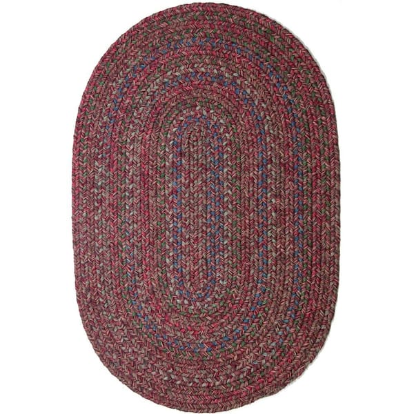 Rhody Rug Winslow Burgundy Red Multicolored 3 ft. x 5 ft. Oval Indoor/Outdoor Braided Area Rug
