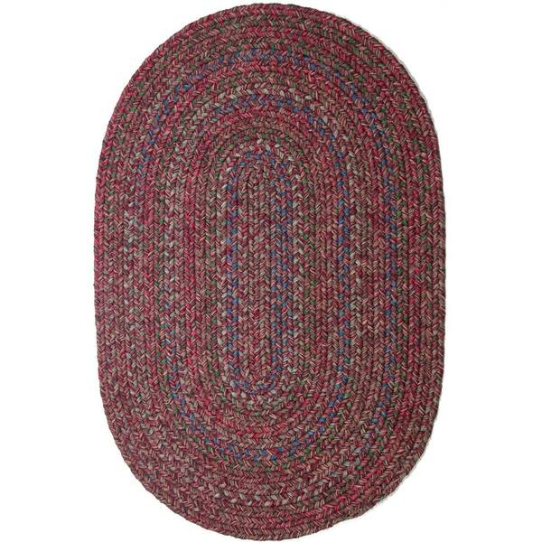 Rhody Rug Winslow Burgundy Red Multicolored 5 ft. x 8 ft. Oval Indoor/Outdoor Braided Area Rug