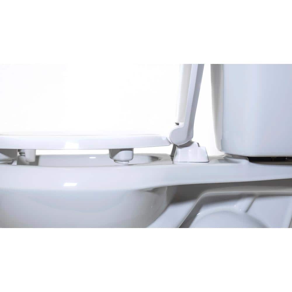 White Plastic 2-Inch Raised Round Toilet Seat with Metal Hinges