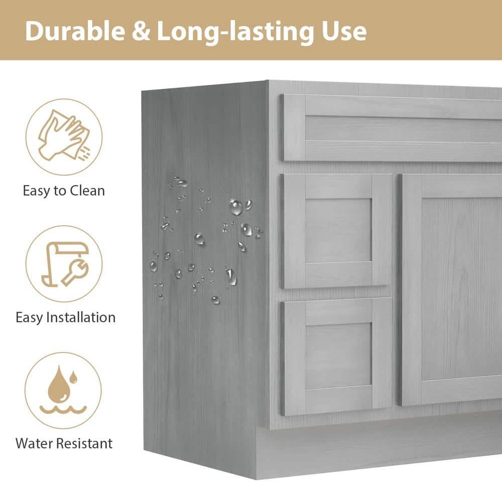 Hibbitts 36" Silver Single Shaker Bathroom Vanity Base