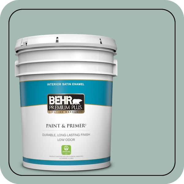 BEHR PREMIUM PLUS 5 gal. #S430-3 Garden Twilight Satin Enamel Low Odor Interior Paint & Primer