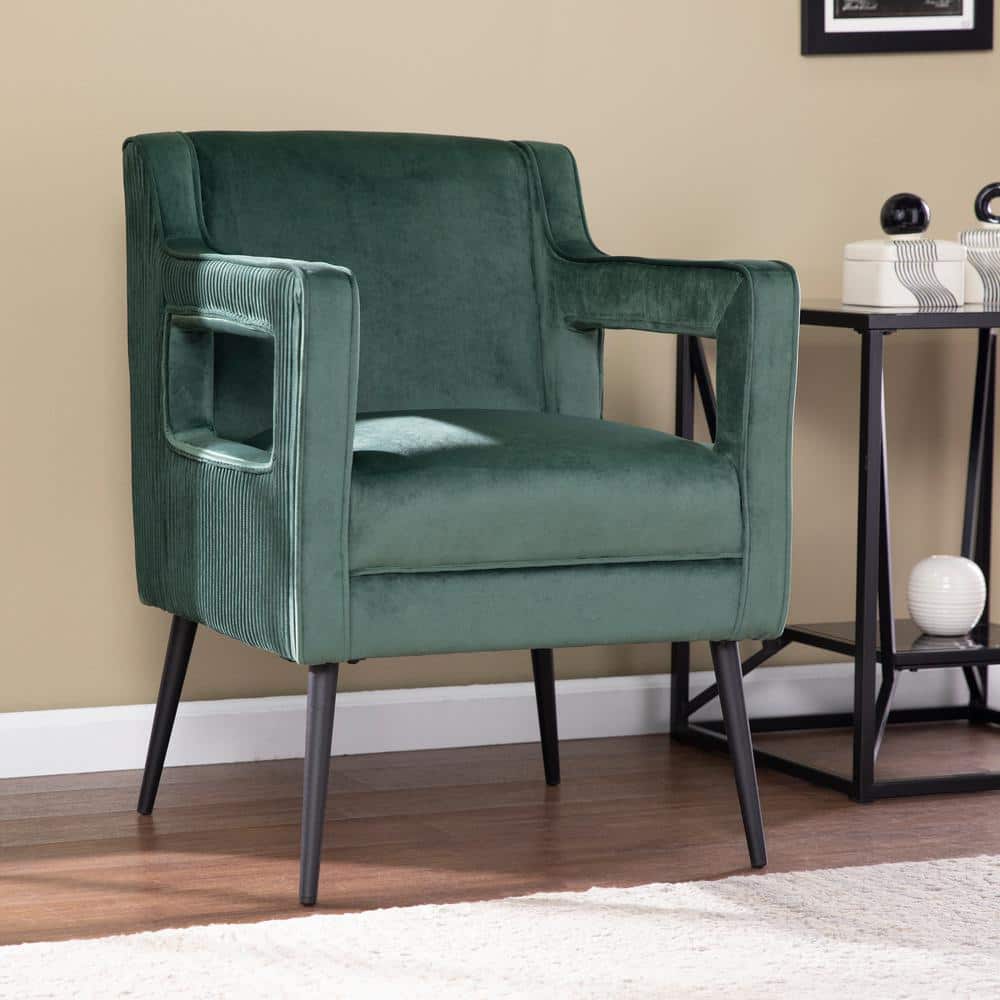 Southern Enterprises Jambria Green with Black Upholstered Accent Chair HD473543 - The Home Depot