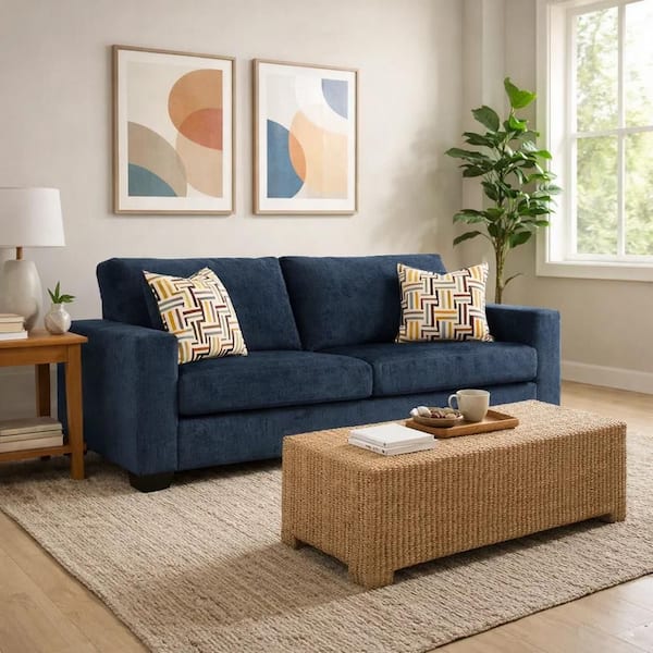 Benjara Avie 85 in. Square Arm Polyester Rectangle Shape with 2