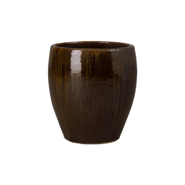 Emissary 14 in. L x 16 in. H Java Ceramic Round Planter with High-fire treatment