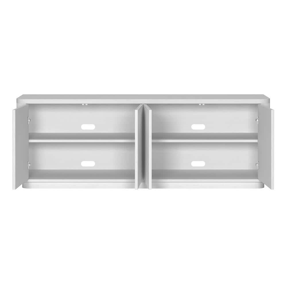 White Fluted 68" TV Stand with Plinth Base