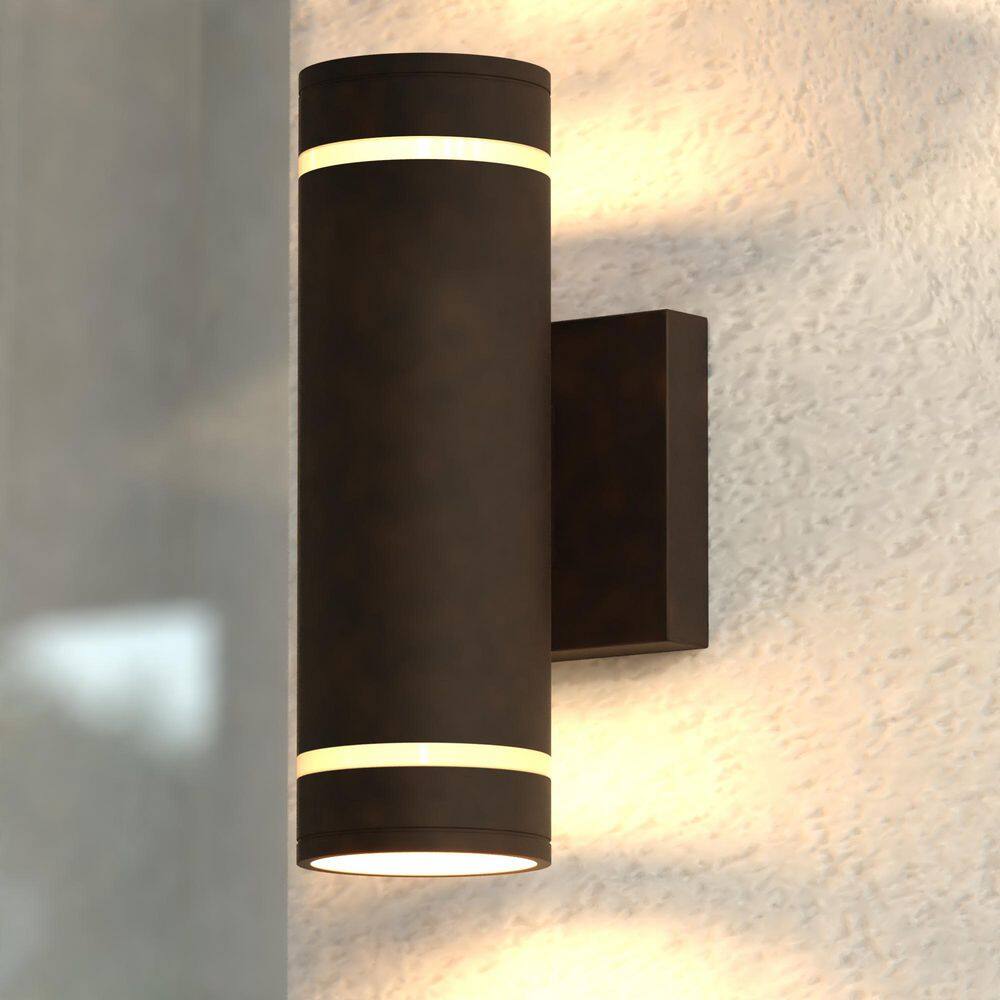 Chiasso 11 in. H Bronze Outdoor Hardwired Sconce Wall Light made of Rust-Resistant Aluminum, Up-Down Integrated LED price history on PriceWatchPro