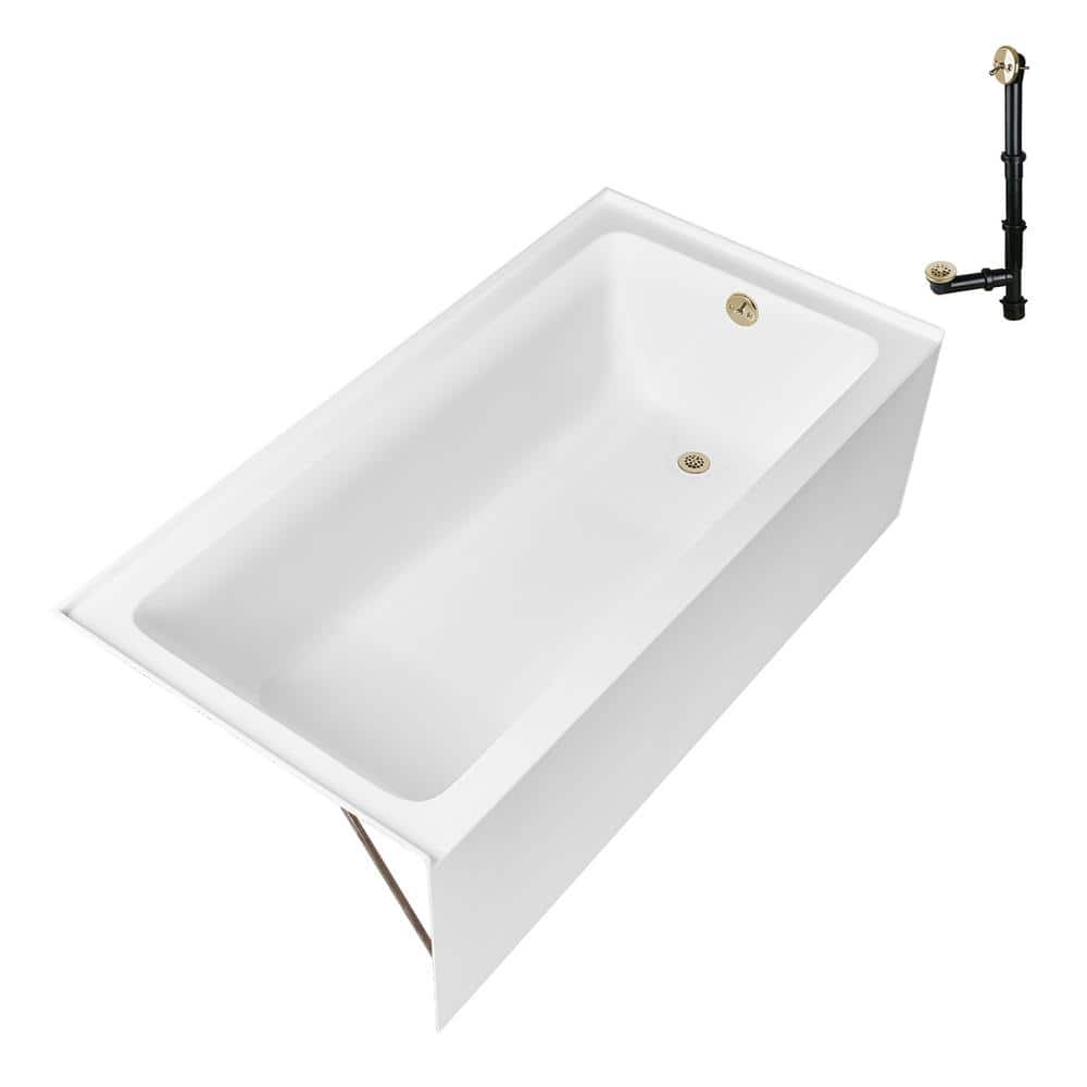 GA-307-16-PBR 66 in. x 34 in. Acrylic Soaking Alcove Bathtub in Glossy White with Right-Hand Drain in Polished Brass price history on PriceWatchPro