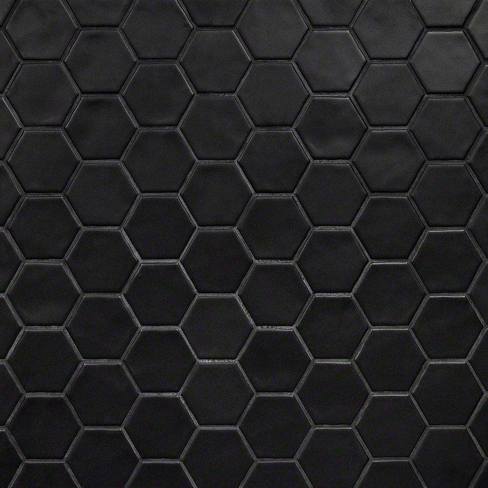Milton Black Matte Ceramic Hexagonal Mosaic Tile
