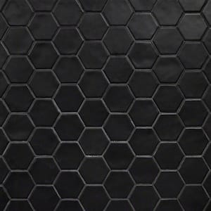 Maine Black 12 in. x 12 in. Hexagon Matte Ceramic Mosaic Floor and Wall Tile (0.96 sq. ft./Sheet)