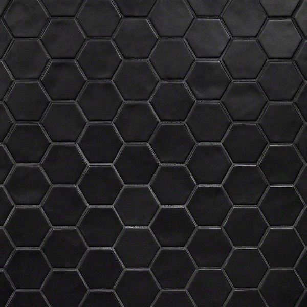 Ivy Hill Tile Maine Black 3 in. x 0.39 in. Hexagon Matte Ceramic Mosaic Floor and Wall Tile Sample