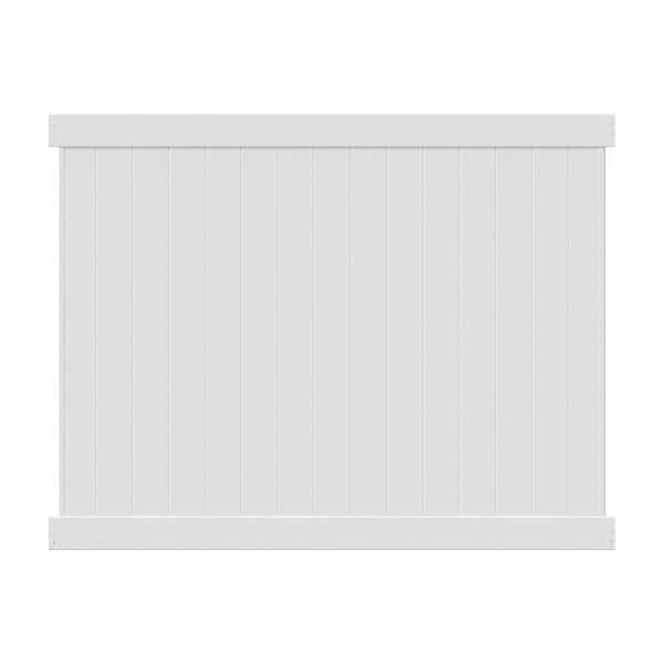 Illusions 6 ft. x 8 ft. Solid T&G Vinyl White Flat Top Privacy Fence Panel (Pack-12)