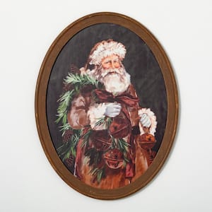 26 in. x 34 in. Santa Portrait Decorative Sign; Multicolored