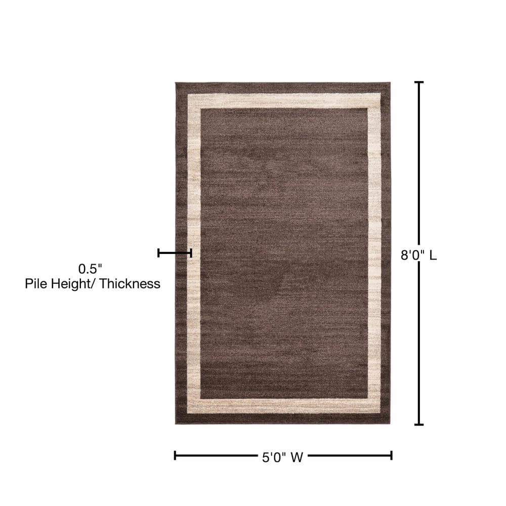 Modern Tufted Rectangular Brown & Ivory Easy-Care Rug