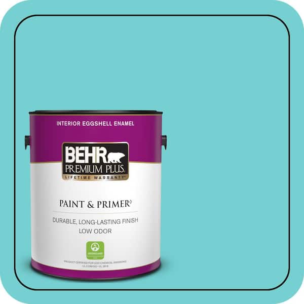BEHR PREMIUM PLUS 1 gal. #P460-3 Soft Turquoise Eggshell Enamel Low Odor Interior Paint & Primer