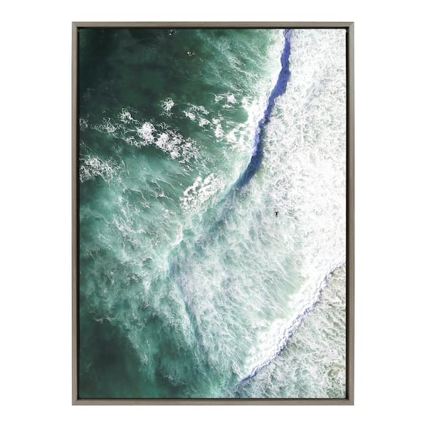 Kate and Laurel Sylvie 28 in. x 38 in. Coastal Framed Canvas Wall Art