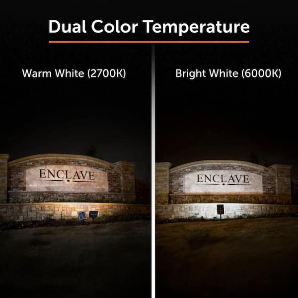Solar Flood Light 2-Watt Black Solar Outdoor Integrated LED Landscape Flood Light with Bright White