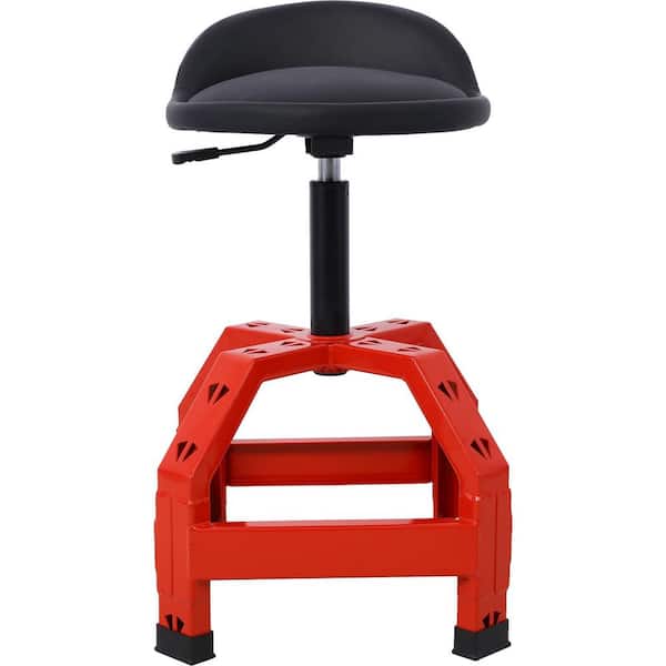 Miscool Ami Pneumatic 360 Swivel Stool Mechanics Rolling Creeper Seat Red