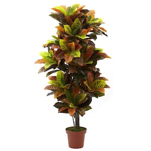 Real Touch 56 in. Artificial Croton Plant