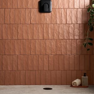 Amagansett Terracotta 2.55 in. x 0.32 in. Mixed Finish Ceramic Wall Tile Sample