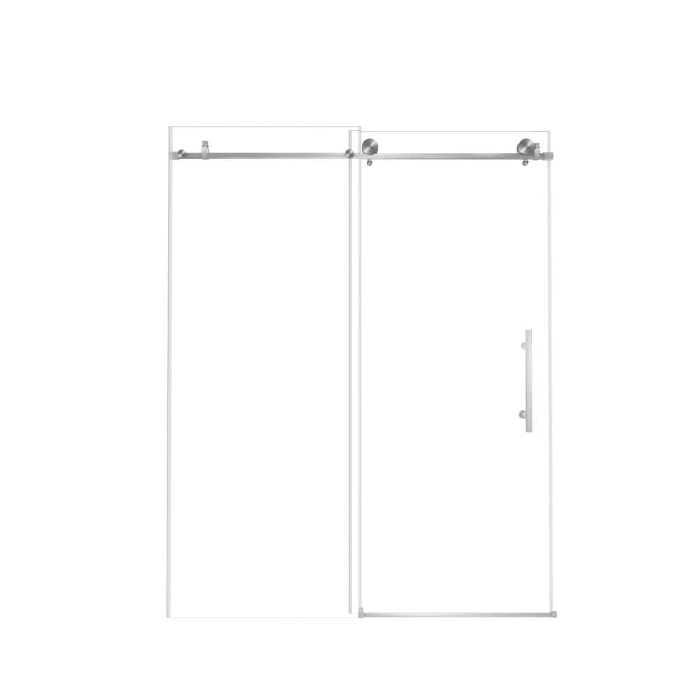 48 in. W x 76 in. H Sliding Frameless Shower Door in Brushed Nickel Finish with Clear Glass price history on PriceWatchPro