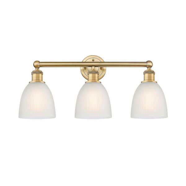 Castile 24 in. 3-Light Brushed Brass Vanity Light with Glass Shade