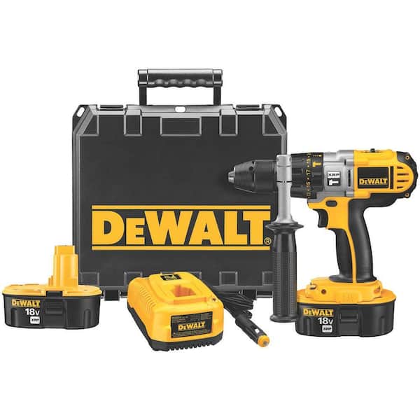 DEWALT 18-Volt XRP NiCd Cordless 1/2 in. Hammerdrill/Drill/Driver with (2) Batteries 2.4Ah, Vehicle Charger and Case