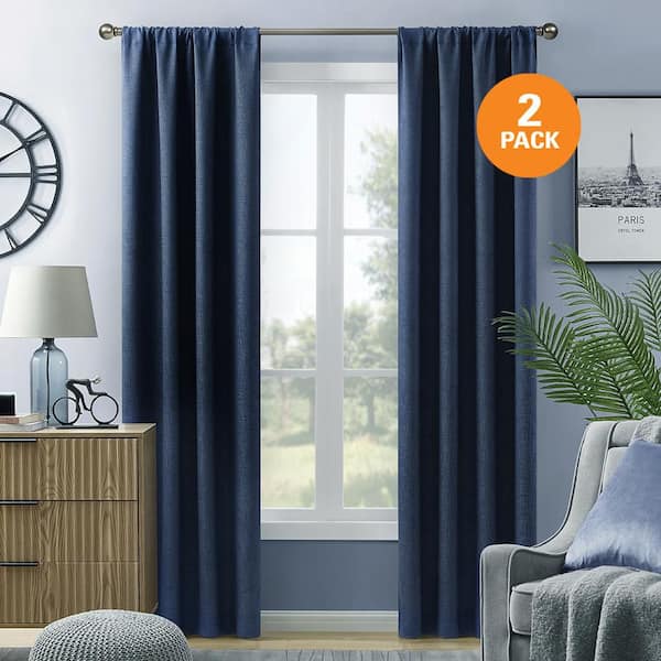 LiGHTSOUT with EnerShield Technology Hayden Blue Embossed 38 in. W x 63 ...
