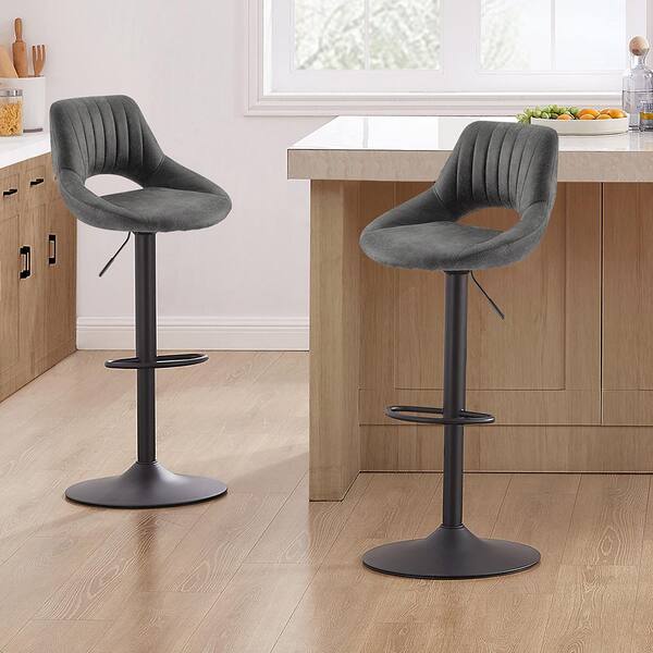 Gray leather deals swivel bar stools