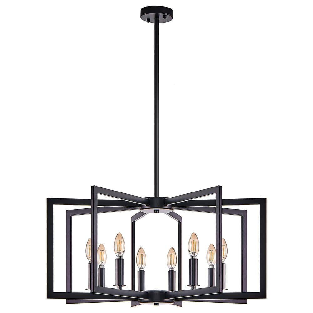 27 in. 8-Light Modern Black Geometric Chandelier Pendant Light Fixture, Adjustable Hanging Height (Bulb Not Included) price history on PriceWatchPro