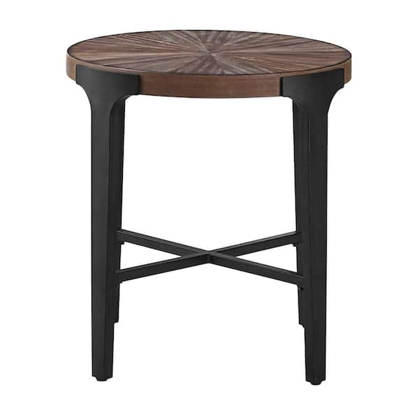 Steve Silver Chevron 22 in. Brown Wood Round End Table