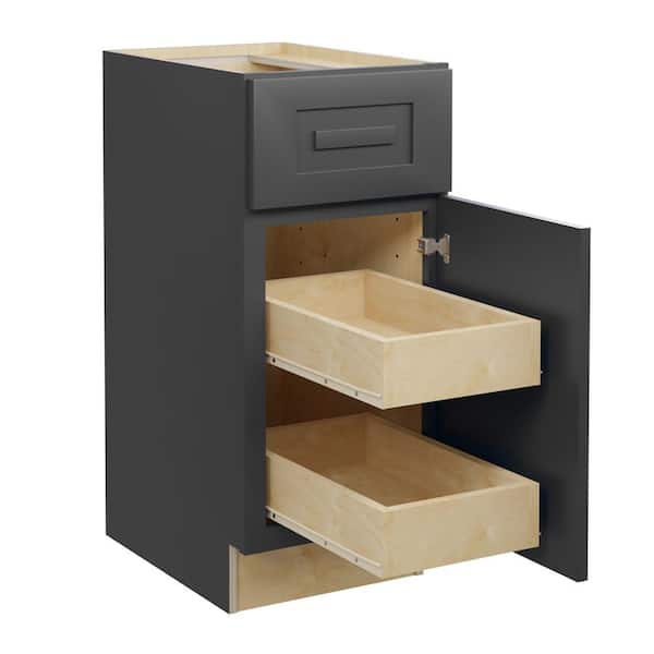 Home Decorators Collection Grayson 15 in. W x 24 in. D x 34.5 in. H Assembled Plywood Base Kitchen Cabinet in Deep Onyx with 2ROT Soft Close RH