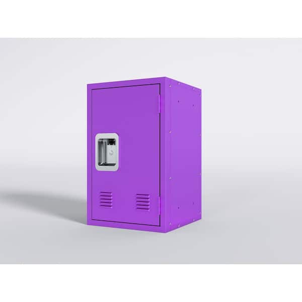 24 in. H Locker Storage Cabinet, Metal Locker Storage Cabinet with 1 Doors, Small Metal Locker, Purple
