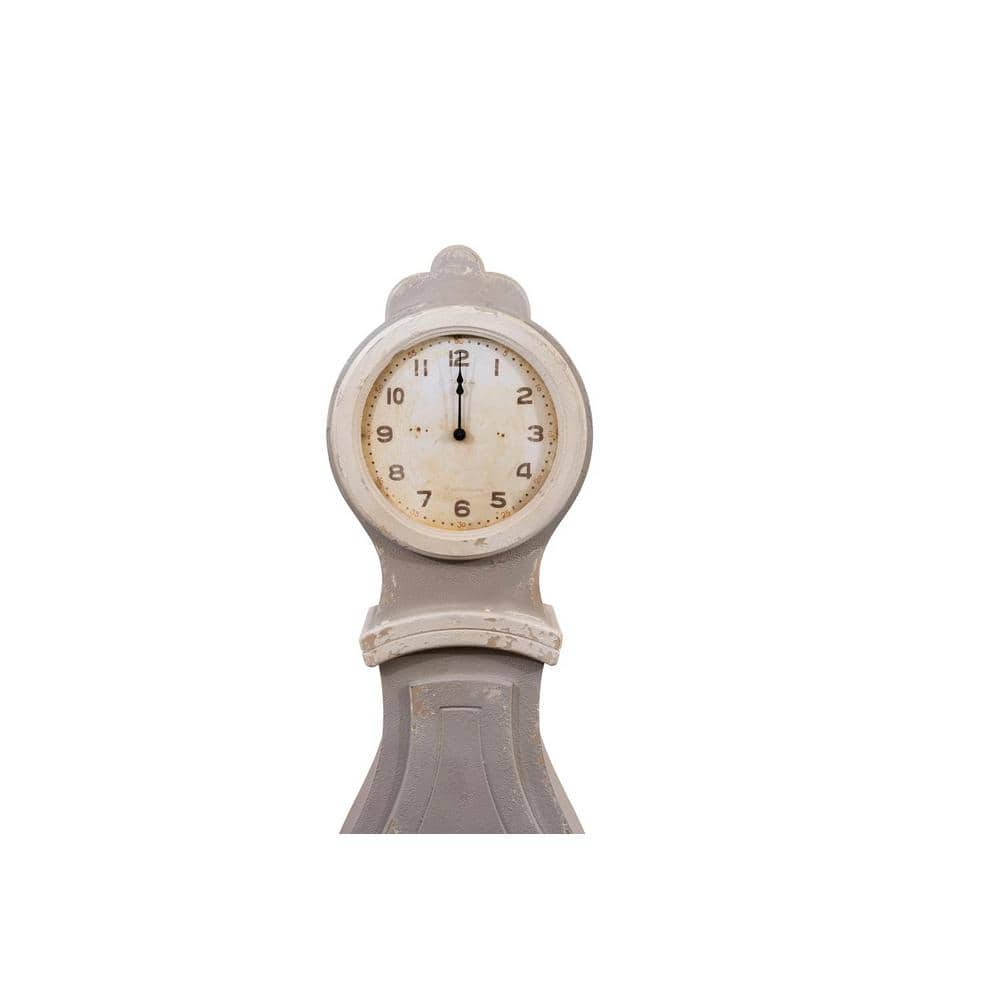 Distressed Gray Wood Grandfather Style Wall Clock