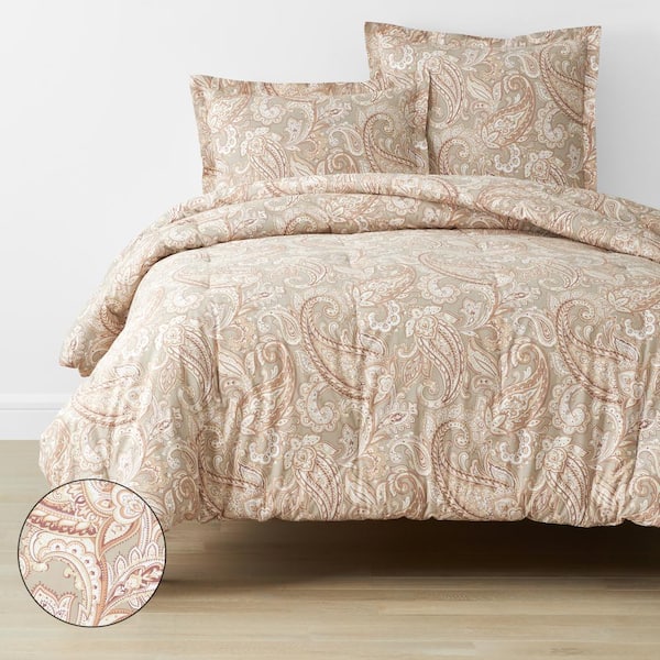 The Company Store Company Cotton Vintage Paisley Blush King Cotton Percale Comforter