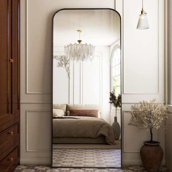 Morden Black 26 in. W x 71 in. H Arched Aluminum Alloy Frame Full Length Floor Mirror