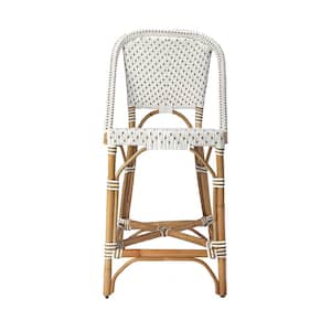 Amelia 41.25 in. H Brown and White High Back Wicker Bar Height (28-33 in.) Bar Stool