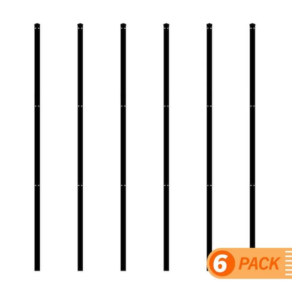 FORGERIGHT 98 in. H Deco Grid Black Steel Post with Cap, and Clips (6-Pack)