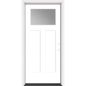 Performance Door System 36 in. x 80 in. Winslow Pearl Left-Hand Inswing White Smooth Fiberglass Prehung Front Door
