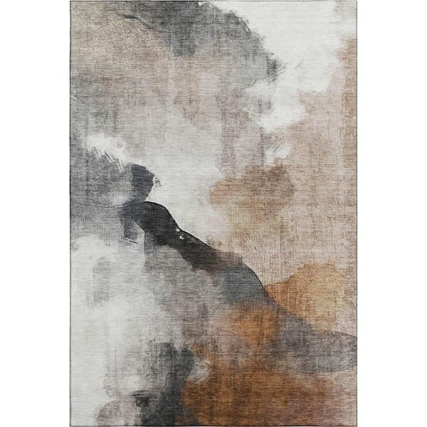 Mayfield Premium Machine Washable Abstract AMF2043 Paprika 5 ft. x 7 ft. 6 in. Area Rug